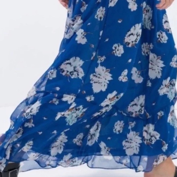 Zara Dresses Zara Semi Sheer Blue Floral Maxi Dress Poshmark